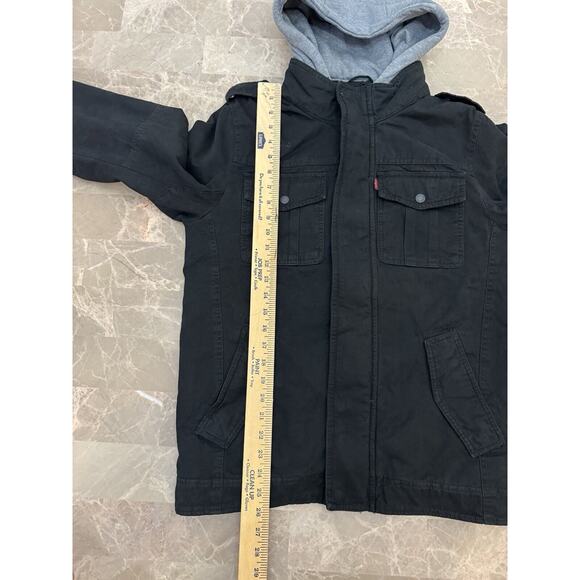 Levi's Mens Hooded Jacket Black Size Small Lm2jc364 Removable Lining Heavyweight - Picture 7 of 10